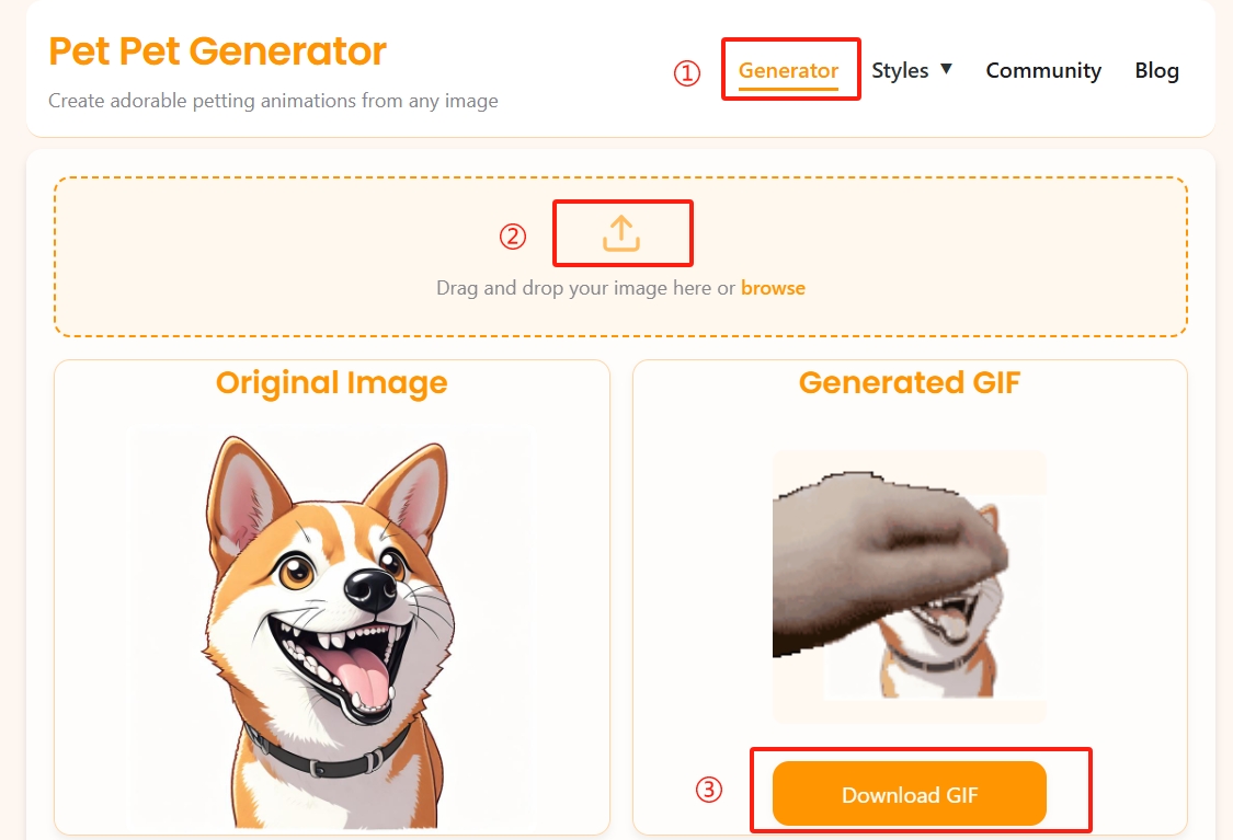 Pet Pet Generator operation screenshot